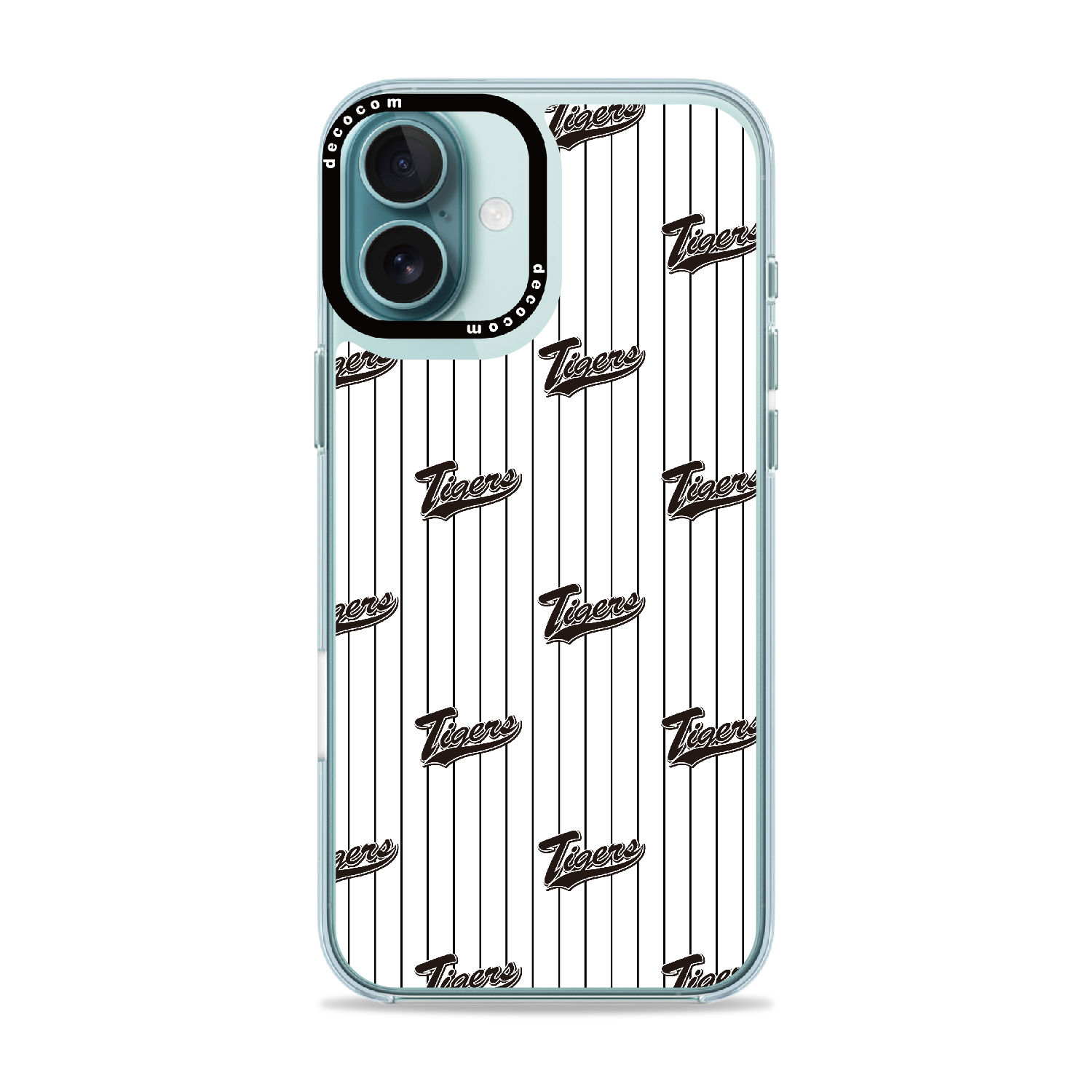 白地細縞×筆記体Tigers繰り返し｜阪神タイガース 着せ替えスマホ™｜iPhone 16 Plus
