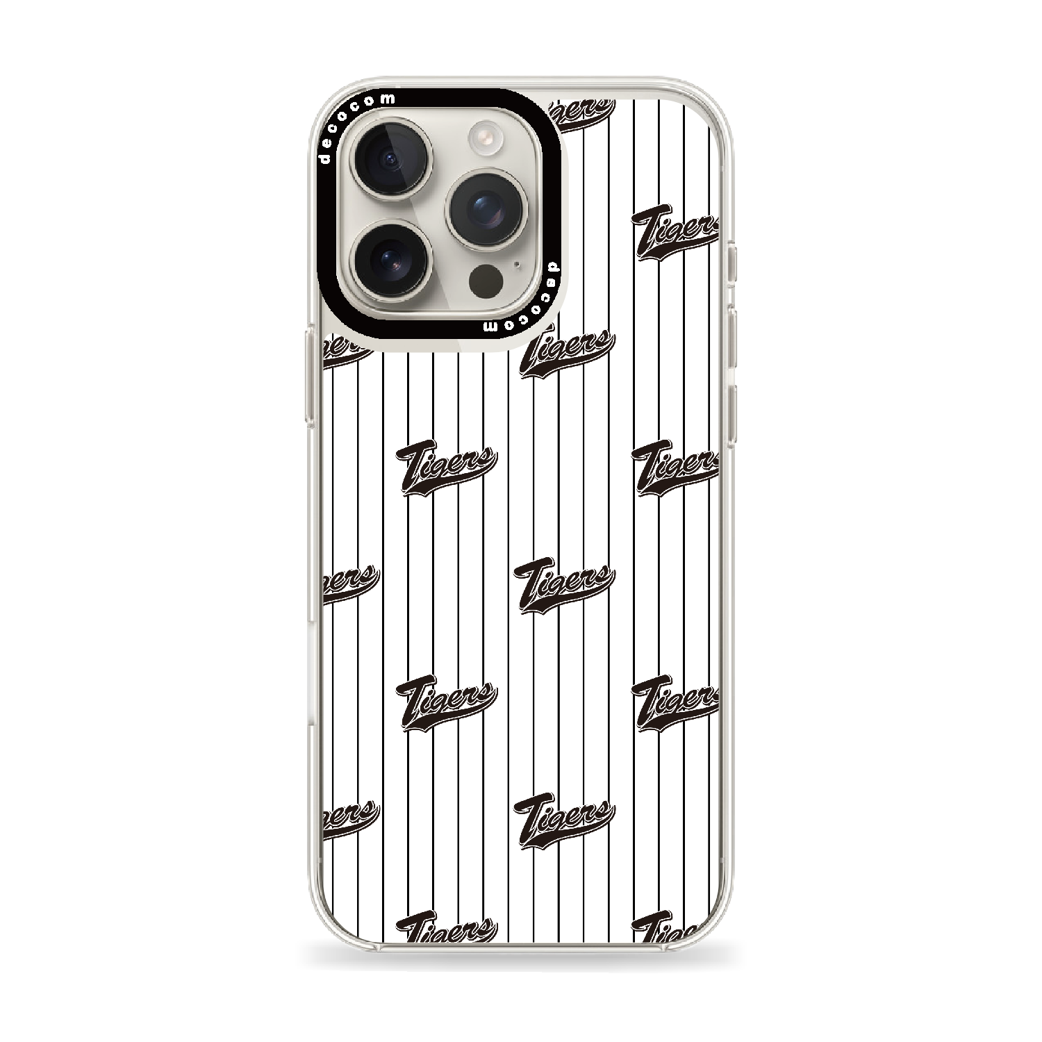 白地細縞×筆記体Tigers繰り返し｜阪神タイガース 着せ替えスマホ™｜iPhone 16 Pro Max