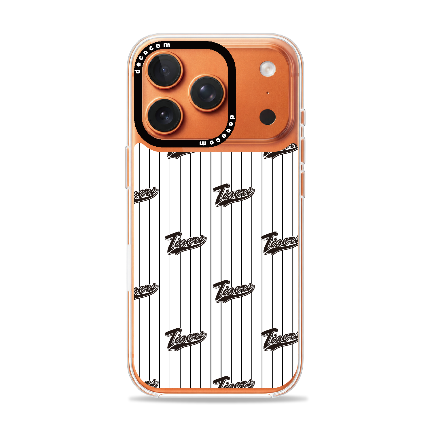 白地細縞×筆記体Tigers繰り返し｜阪神タイガース 着せ替えスマホ™｜iPhone 17 Pro