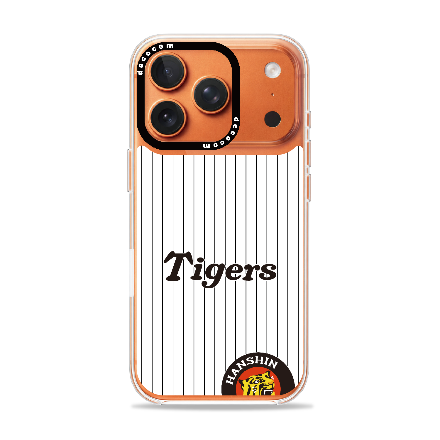 白黒縦縞×筆記体Tigersロゴ｜阪神タイガース 着せ替えスマホ™｜iPhone 17 Pro