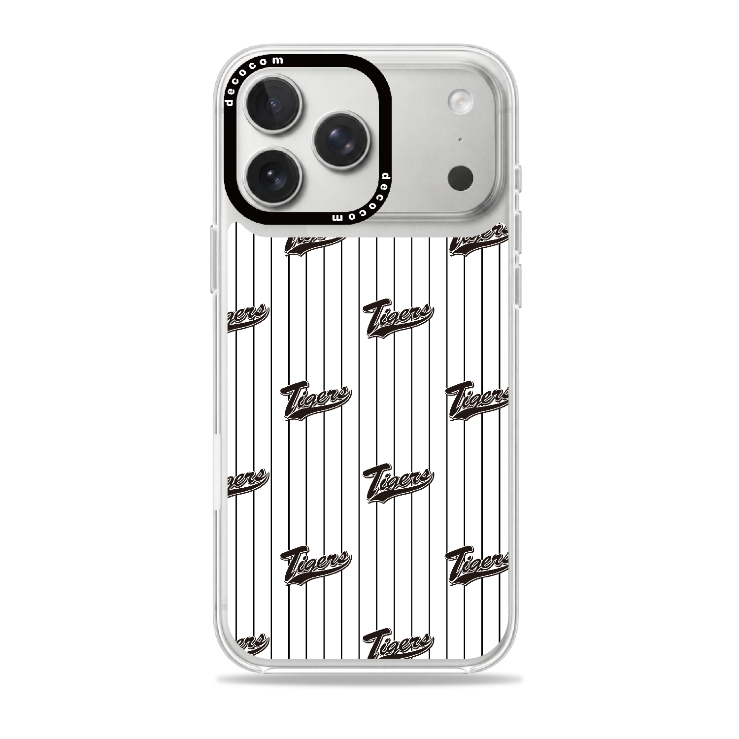 白地細縞×筆記体Tigers繰り返し｜阪神タイガース 着せ替えスマホ™｜iPhone 17 Pro Max