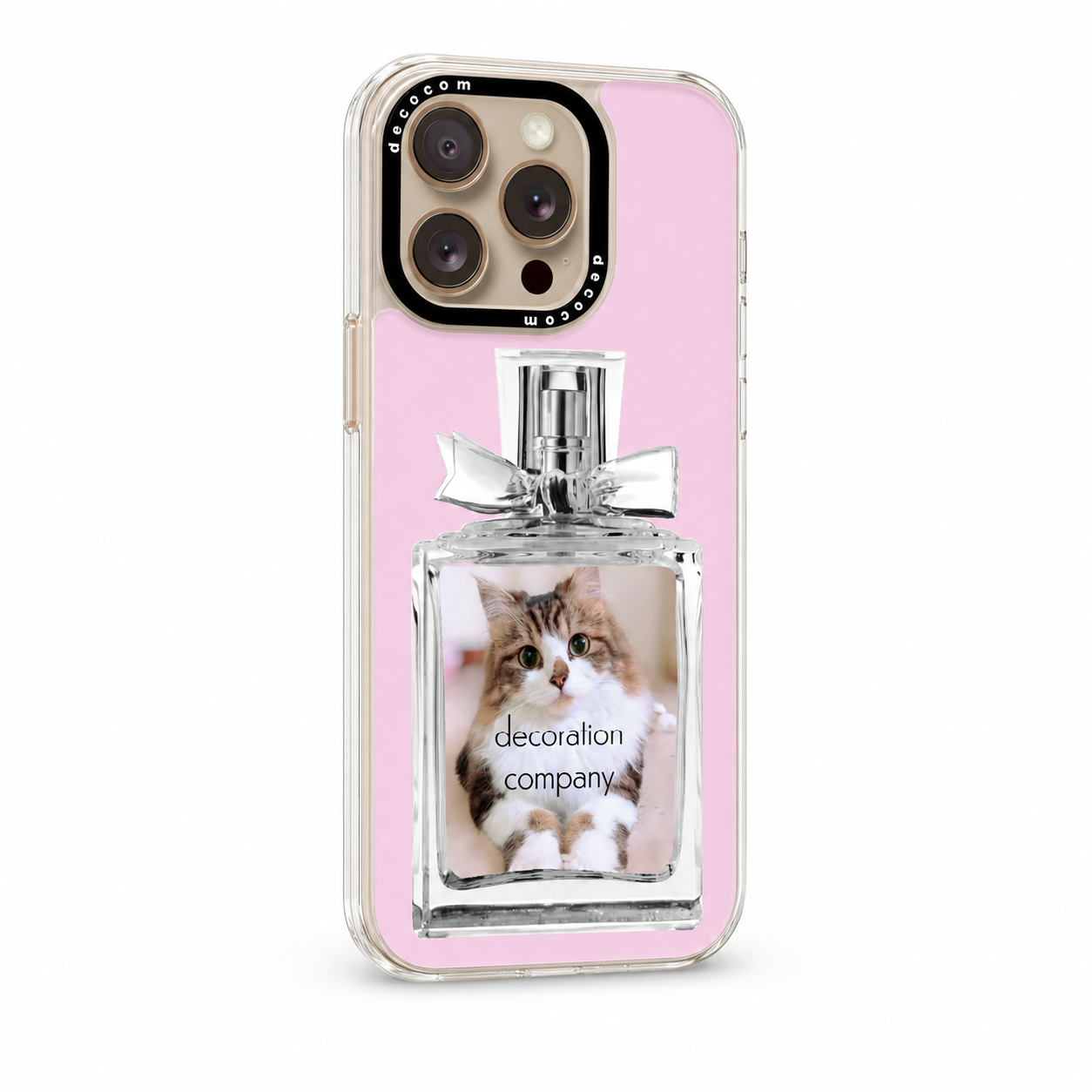 ピンク猫デザインの着せ替えスマホ完成セット